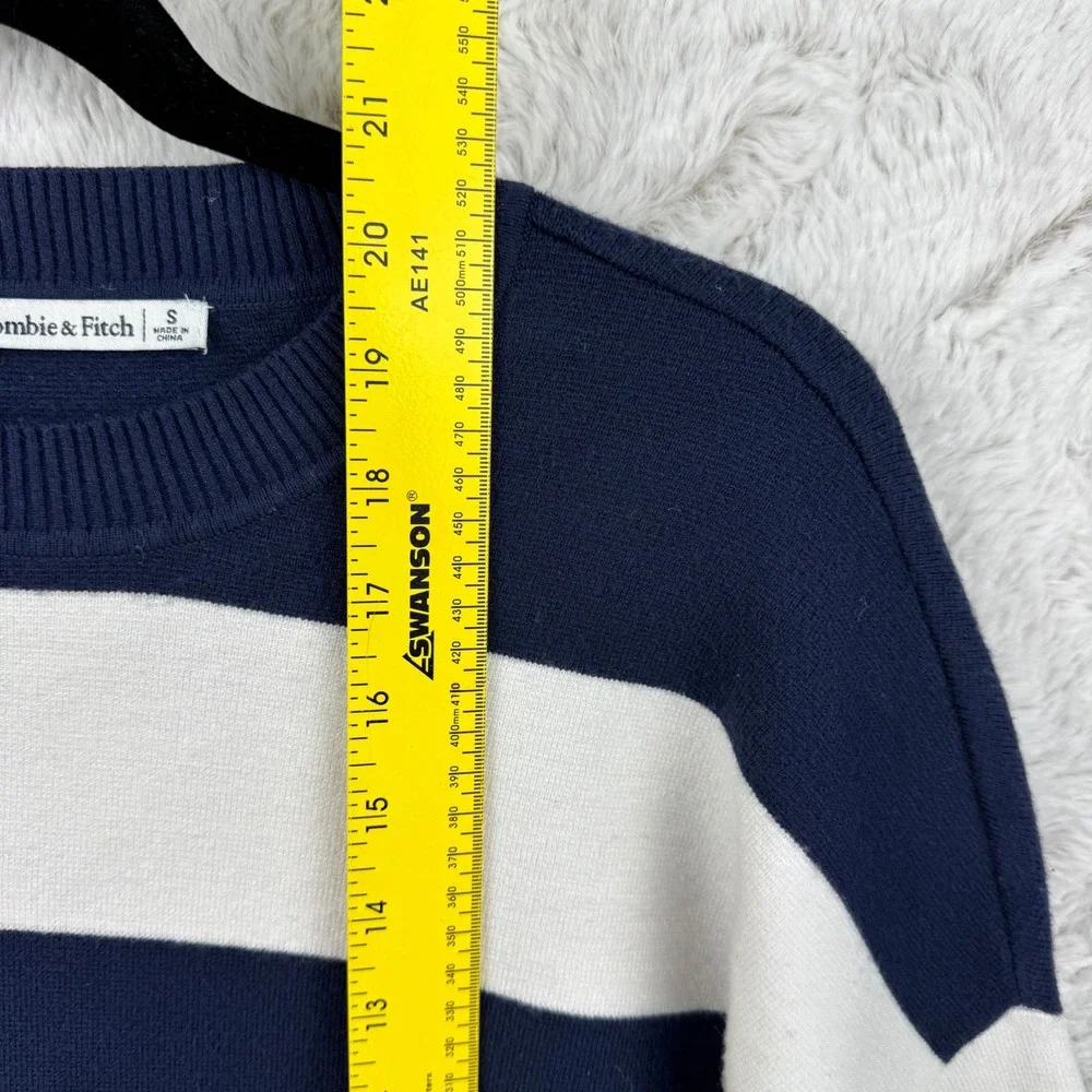 Abercrombie & Fitch Striped Sweater Womens Small Navy White Cropped Nautical - Picture 11 of 13